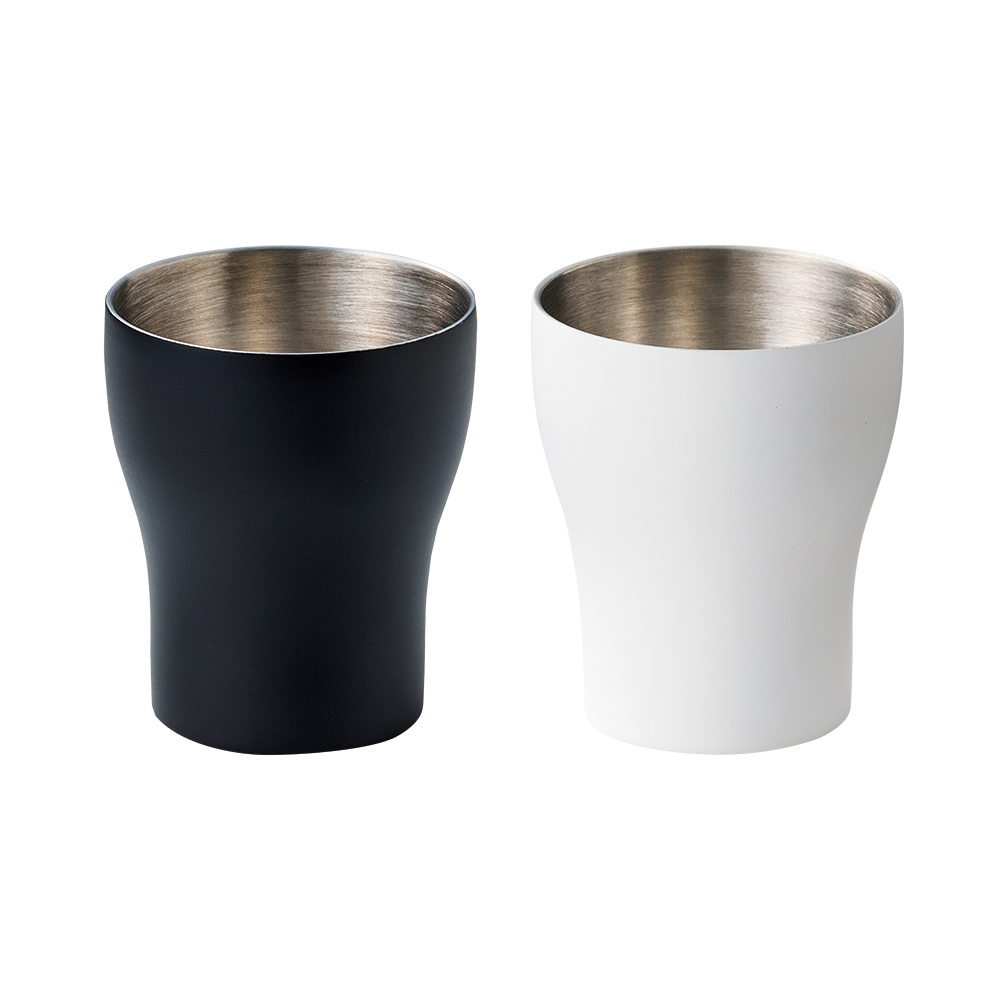 B&W カゴ入り二重構造カップ2P＆コーヒーセット