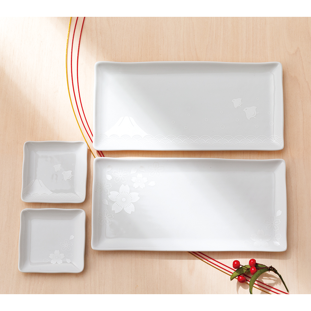 祝言 銀彩長角皿・豆皿ペア