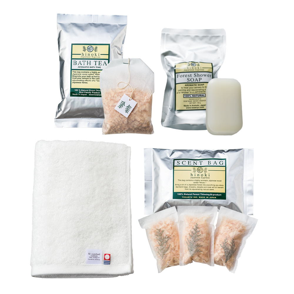 今治タオルとひのきの香りセット(木箱)