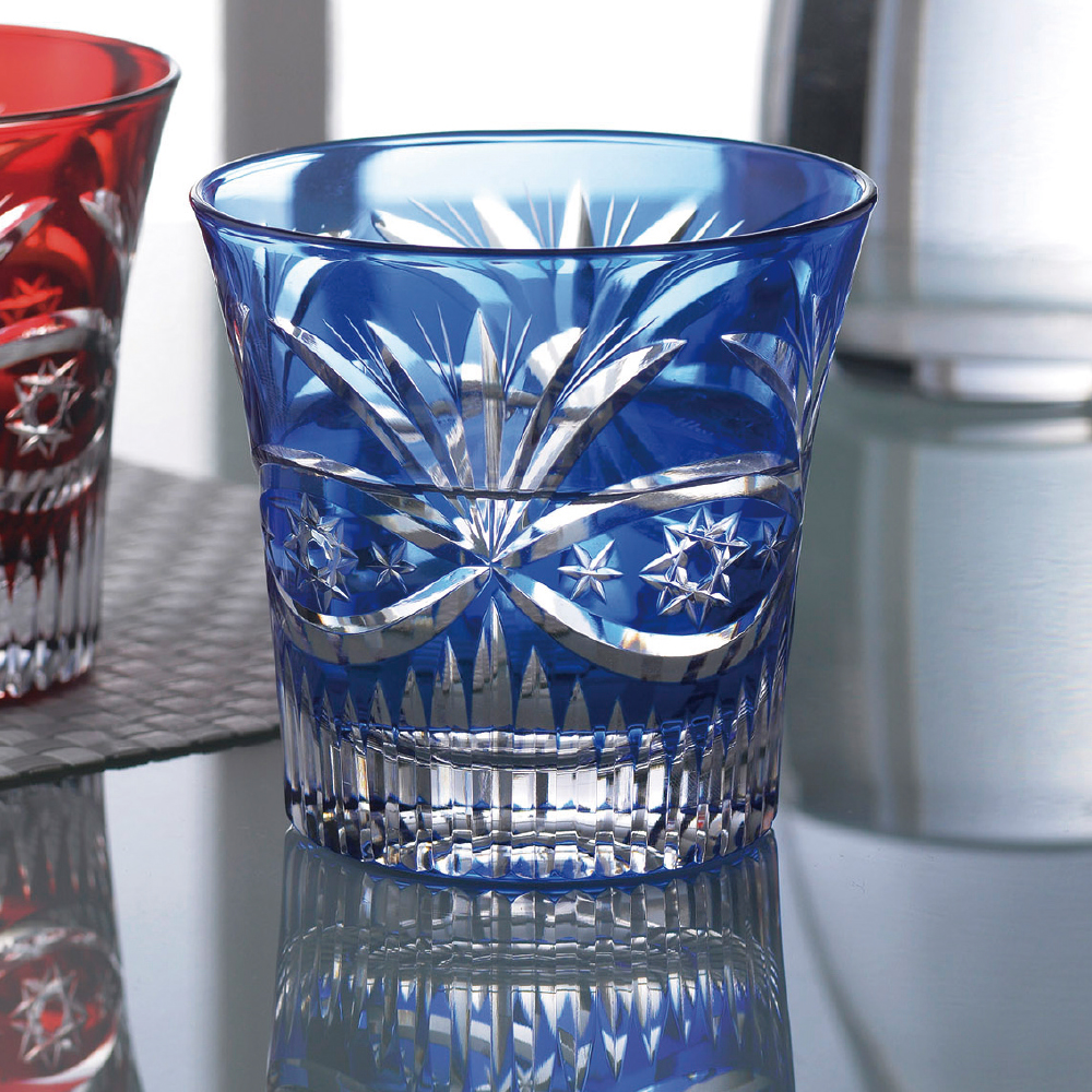 ロイヤルクラウン カットグラス1P(ブルーオーシャン)